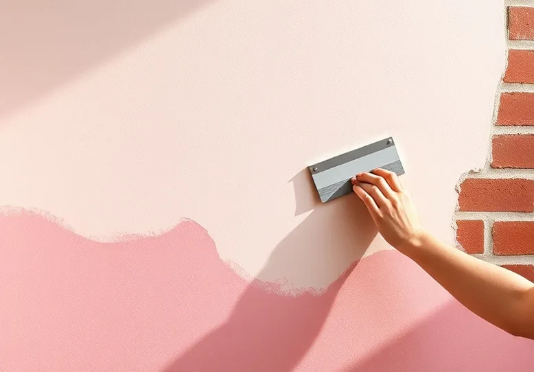 Application d'un enduit décoratif à la lisseuse sur un mur